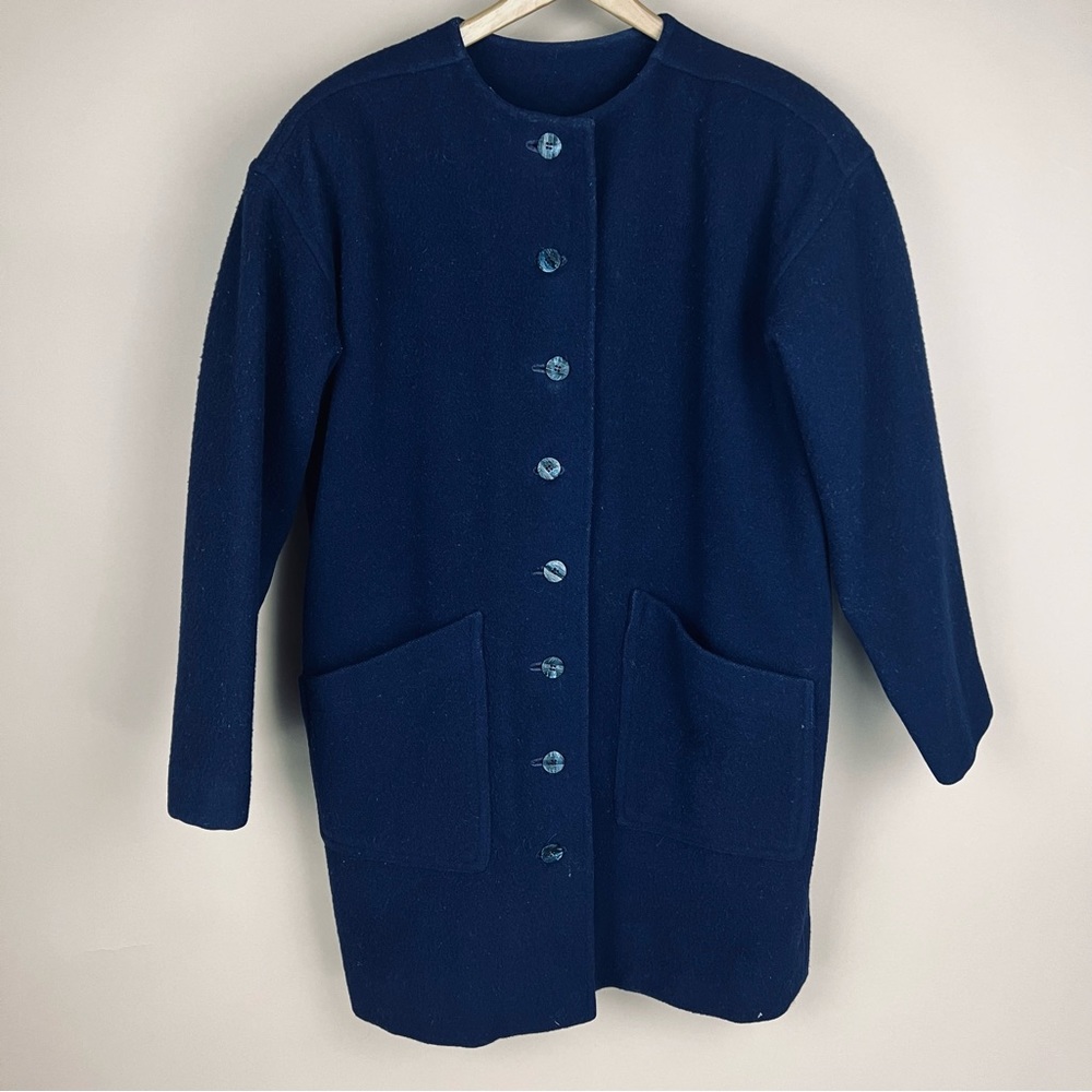 Vintage Women’s Size XL Navy Blue Wool Button Front Coat